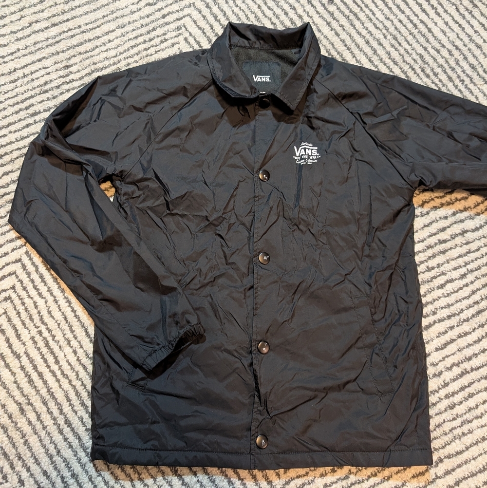 Vans Boy's Black Windbreaker Coach Jacket with Logo